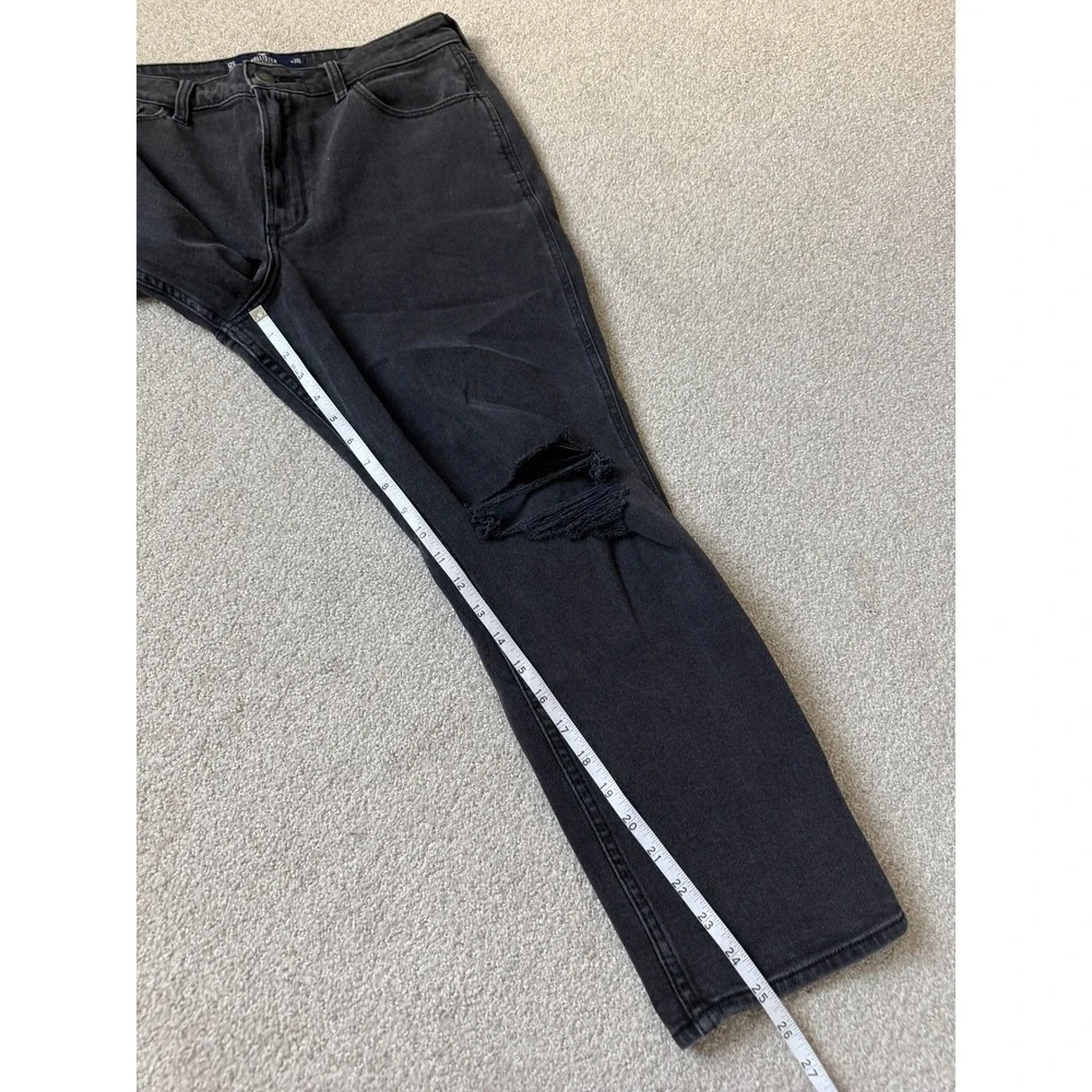 Hollister Ultra High Rise Mom Jean Size 12S Black Distressed Ripped Knees